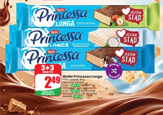 Wafel Princessa Longa Kokosowa promocja w Dino