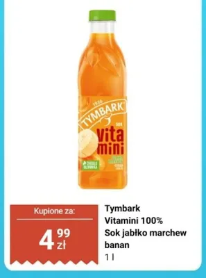 Sok Tymbark Vitamini 100% jabłko marchew banan promocja w Biedronka