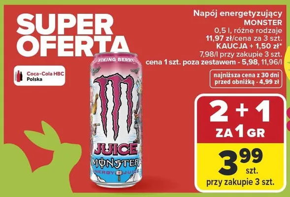 Napój energetyzujący różne rodzaje promocja w Carrefour