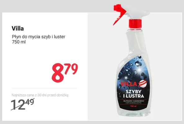 Płyn do mycia szyb i luster Villa promocja w Rossmann