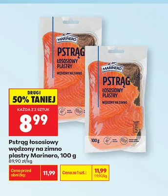 Pstrąg łososiowy wędzony na zimno plastry Marinero promocja w Biedronka
