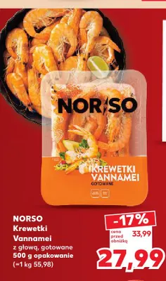 Krewetki Vannamei z głową gotowane Norso promocja w Kaufland