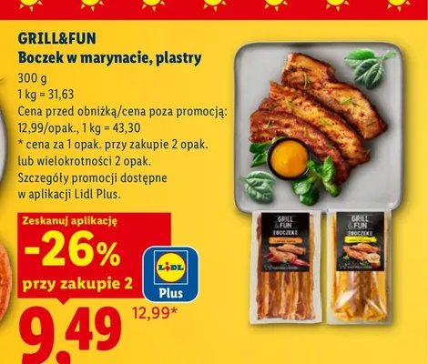 Boczek w marynacie plastry GRILL & FUN promocja w Lidl