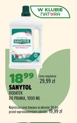 Dodatek do prania Sanytol promocja w Drogerie Natura