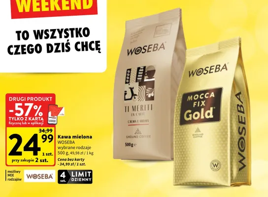 Kawa mielona Woseba Ti Meriti Crema e Aroma promocja w Intermarche