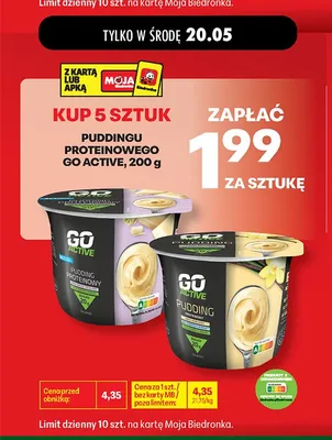 Pudding proteinowy Go Active promocja w Biedronka