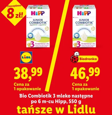 Mleko następne po 6m-cu Bio Combiotik 3 HiPP promocja w Lidl