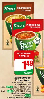 Zupa Gorący Kubek pomidorowa z makaronem promocja w Dino