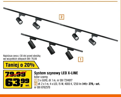 System szynowy LED X-LINE 3 x GU10 promocja w OBI