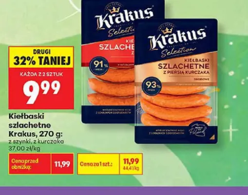Kiełbaski szlachetne z szynki Krakus Selection promocja w Biedronka