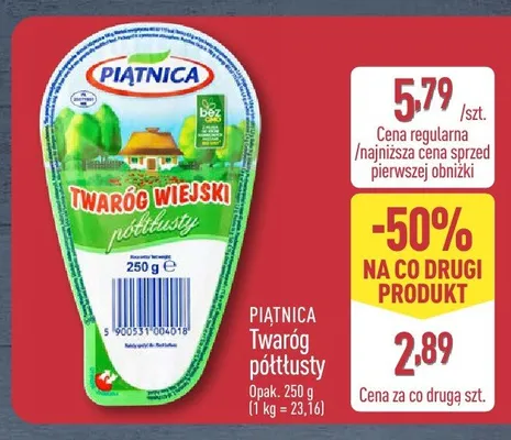 Twaróg wiejski półtłusty Piątnica promocja w Aldi