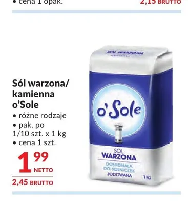 Sól warzona kamienna o'Sole promocja w Makro