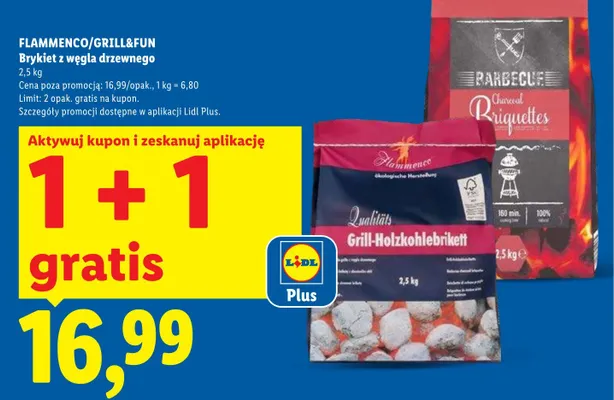 Brykiet z węgla drzewnego Grill&Fun promocja w Lidl