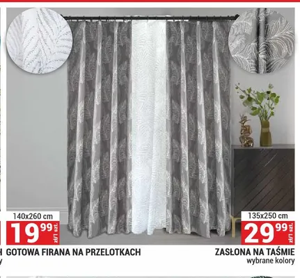 Gotowa firana na przelotkach 140x260cm promocja w Merkury Market