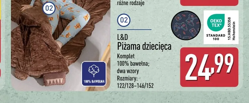 Piżama dziecięca L & D promocja w Aldi