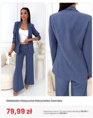 Marynarka damska klasyczna niebieska ModnaKiecka.pl promocja w Modna Kiecka