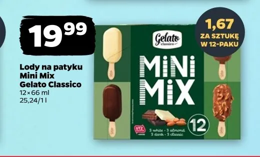 Lody na patyku Mini Mix Gelato Classico promocja w Netto