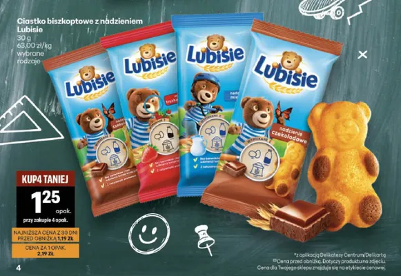 Ciastko biszkoptowe z nadzieniem truskawkowym Lubisie promocja w Delikatesy Centrum