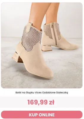 Botki na słupku Vices ozdobione siateczką promocja w Renee