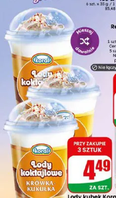 Lody koktajlowe Krówka-Kukułka Koral promocja w Dino