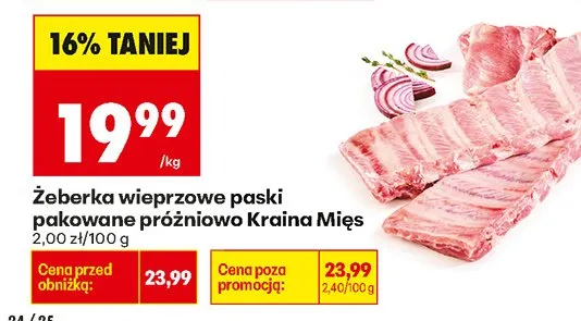 Żeberka wieprzowe paski pakowane próżniowo promocja w Biedronka