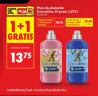 Płyn do płukania Coccolino Perfume & Care Honeysuckle & Sandalwood 51 prań promocja w Biedronka