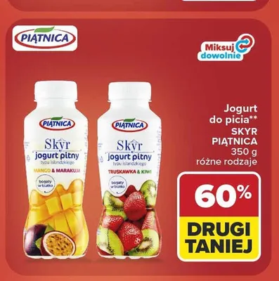 Jogurt pitny Skyr Piątnica truskawka kiwi promocja w Carrefour
