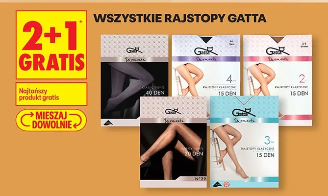Wszystkie rajstopy Gatta 2+1 GRATIS promocja w Biedronka