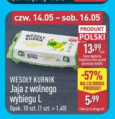 Jaja z wolnego wybiegu L WESOŁY KURNIK promocja w Aldi