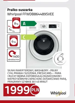 Pralko-suszarka Whirlpool FFWDB864489SVEE promocja w kakto.pl