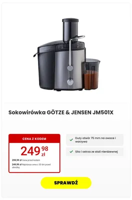 Sokowirówka GÖTZE & JENSEN JM501X promocja w Media Expert