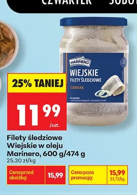 Filety śledziowe Wiejskie w oleju Marinero promocja w Biedronka