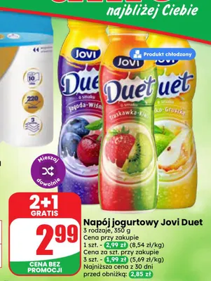 Napój jogurtowy Jovi Duet jabłko-gruszka promocja w Dino
