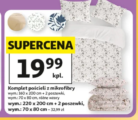 Komplet pościeli z mikrofibry 160x200 cm promocja w Auchan