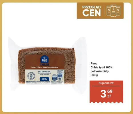 Chleb żytni 100% pełnoziarnisty Pano promocja w Biedronka