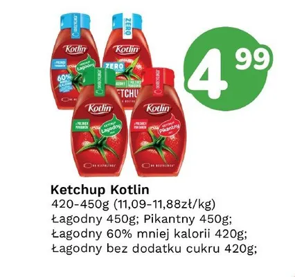 Ketchup Kotlin łagodny bez dodatku cukru promocja w Limonka