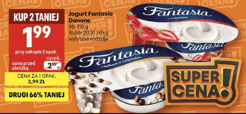Jogurt Fantasia wybrane rodzaje promocja w Delikatesy Centrum