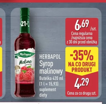 Syrop malinowy Herbapol promocja w Aldi