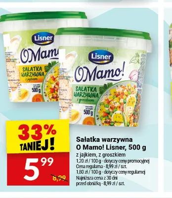 Sałatka warzywna z groszkiem O Mamo! Lisner promocja w Twój Market