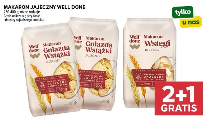Makaron jajeczny wstęgi Well Done promocja w Stokrotka