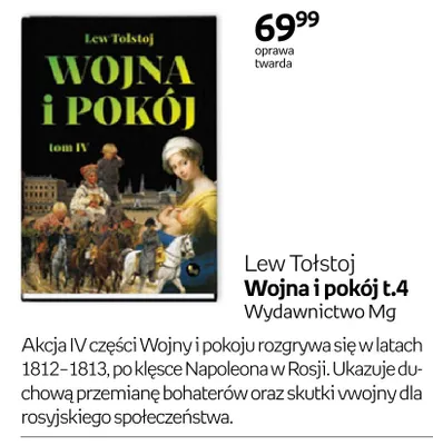 Książka Lew Tołstoj Wojna i pokój t.4 oprawa twarda promocja w Empik