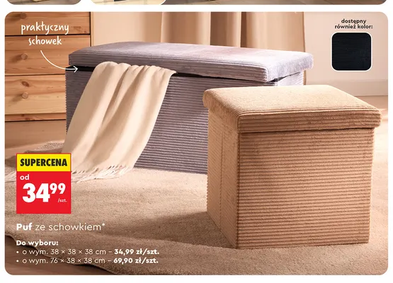 Puf ze schowkiem 76x38x38 cm Smukee promocja w Biedronka