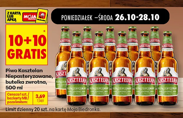 Piwo Kasztelan Niepasteryzowane promocja w Biedronka