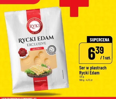 Ser żółty w plastrach Rycki Edam Exclusive promocja w POLOmarket
