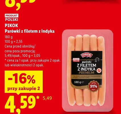 Parówki z filetem z indyka Pikok Premium promocja w Lidl
