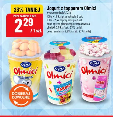 Jogurt z topperem Olma Olmíci Piškotové promocja w POLOmarket