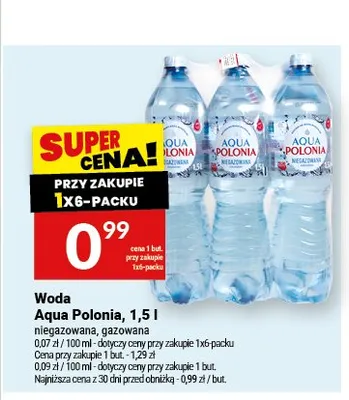 Woda gazowana Aqua Polonia 6-pak promocja w Twój Market
