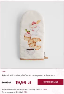 Rękawica kuchenna Brunchery 14x30 cm z motywem kulinarnym home & you promocja w home&you