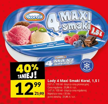 Lody 4 Maxi Smaki Koral promocja w Twój Market