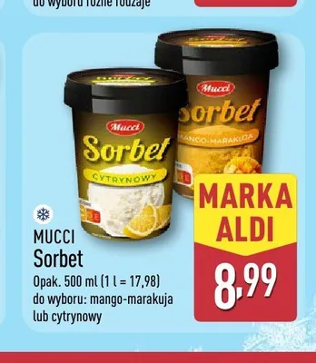Sorbet mango-marakuja Mucci promocja w Aldi